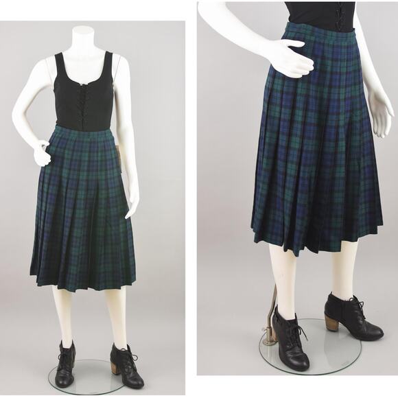 Vintage Pendleton Blue Tartan Plaid Wool Skirt, Women's Petite Small 26" Waist - Picture 10 of 10